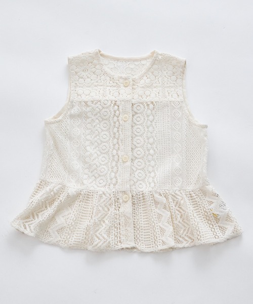 pairmanon（ペアマノン）の「インド コットン 総レース ペプラム ベスト（ベスト・キッズ・アイボリー/ブルー/ブラウン・110/90/120/130/150/140/100）」の5枚目の写真