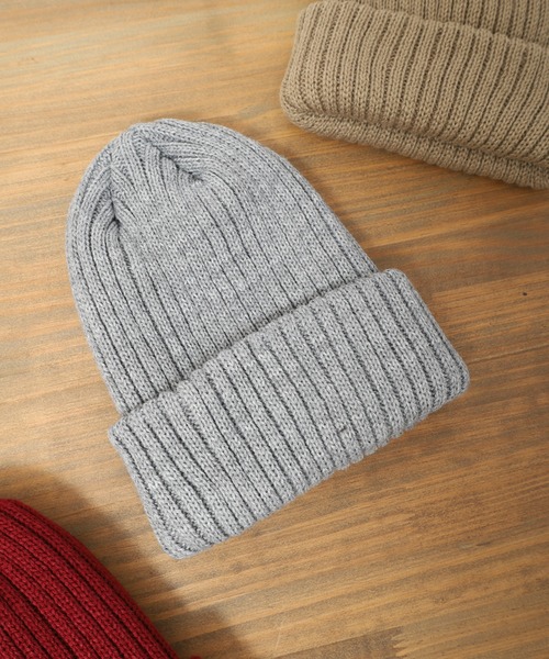 FUNALIVE（ファンアライブ）の「Craig 畦編みカラーリブニットキャップ/ルーズビーニー ワッチキャップ ニット帽（ニットキャップ/ビーニー・メンズ・テラコッタ/ネイビー/ベージュ/ブラック/セージグリーン/グレー/ボルドー/ダークベージュ/チャコールグレー/カーキ・F）」の3枚目の写真