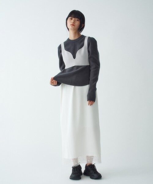 CODE A(コードエー)の「knit bra(ニット/セーター・レディース・ライトグレー/ブラック・00)」の6枚目の写真