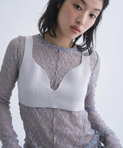 CODE A(コードエー)の「knit bra(ニット/セーター・レディース・ライトグレー/ブラック・00)」の3枚目の写真