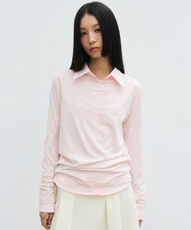 NICK&NICOLE（ニックアンドニコール）の「[ESSENTIAL] ESSENTIAL BOAT NECK TOP_PINK（Tシャツ/カットソー）」