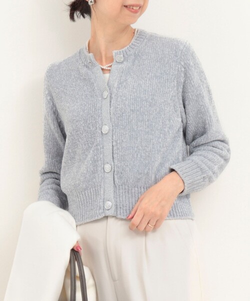 MICO COULIER(ミコクリエ)の「5G ラメモールカーディガン(カーディガン/ボレロ・レディース・ライトグレー/オフホワイト/サックスブルー・38)」の3枚目の写真