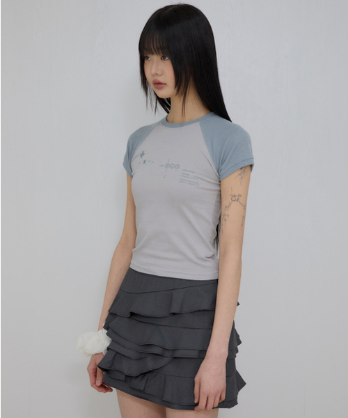 FLAREUP(フレアアップ)の「ムタ ワッフル ラグラン Tシャツ (FL-154_グレー&スカイ)(Tシャツ/カットソー・レディース・グレー・3/1/2)」の6枚目の写真