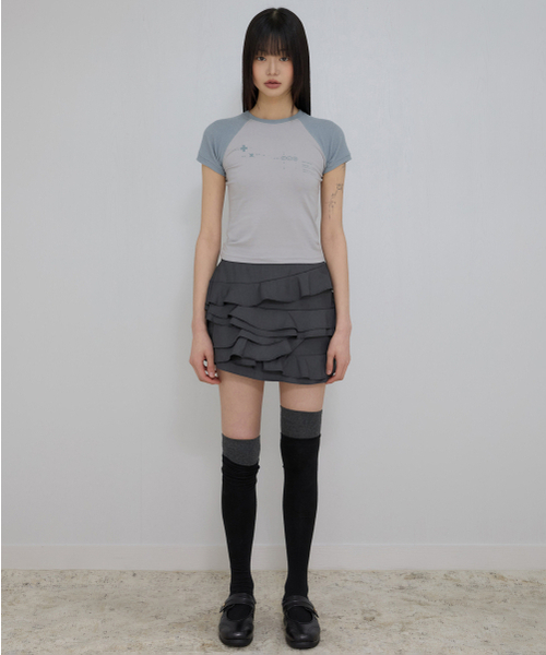 FLAREUP(フレアアップ)の「ムタ ワッフル ラグラン Tシャツ (FL-154_グレー&スカイ)(Tシャツ/カットソー・レディース・グレー・3/1/2)」の8枚目の写真