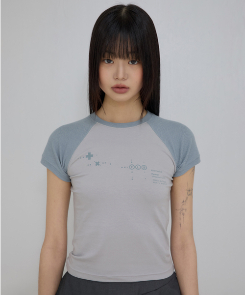 FLAREUP(フレアアップ)の「ムタ ワッフル ラグラン Tシャツ (FL-154_グレー&スカイ)(Tシャツ/カットソー・レディース・グレー・3/1/2)」の10枚目の写真