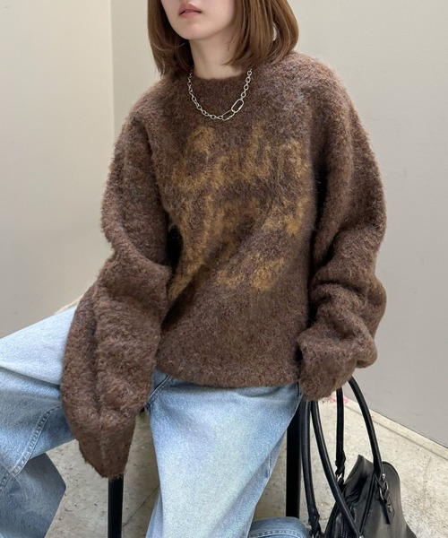 PBLIM(ページボーイリム)の「《UNISEX》ブークレロゴニット(ニット/セーター・レディース・グレー/ブラウン/ブルー・FREE)」の3枚目の写真