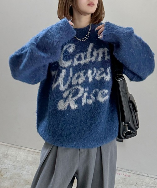 PBLIM(ページボーイリム)の「《UNISEX》ブークレロゴニット(ニット/セーター・レディース・グレー/ブラウン/ブルー・FREE)」の1枚目の写真