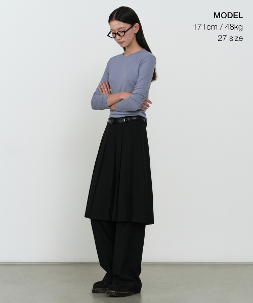 MUSINSA STANDARD WOMAN（ムシンサスタンダードウーマン）の「ウィメンズプリーツスカートレイヤードスラックス[ブラック]（スラックス・レディース・その他・34/32/30/31/24/25/26/27/28/29）」の2枚目の写真