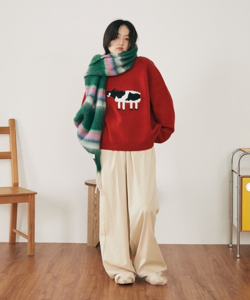 MERLOT(メルロー)の「アニマルジャガードニット(ニット/セーター・レディース・グレー/ブルー/レッド・FREE)」の17枚目の写真