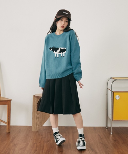 MERLOT(メルロー)の「アニマルジャガードニット(ニット/セーター・レディース・グレー/ブルー/レッド・FREE)」の7枚目の写真