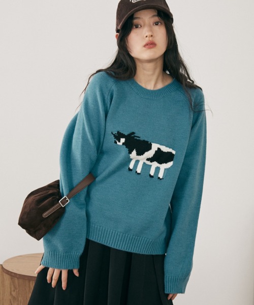 MERLOT(メルロー)の「アニマルジャガードニット(ニット/セーター・レディース・グレー/ブルー/レッド・FREE)」の16枚目の写真