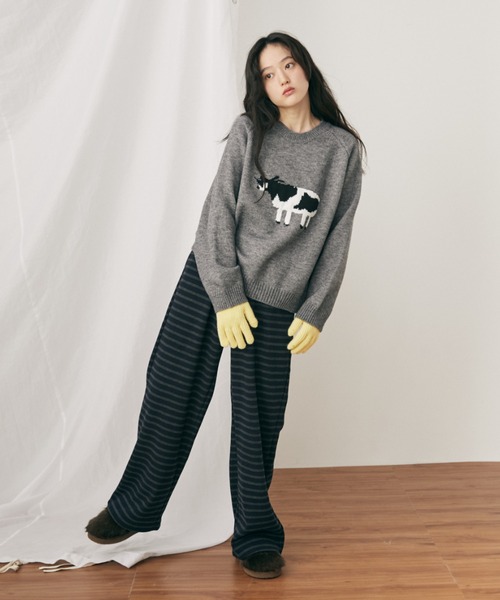 MERLOT(メルロー)の「アニマルジャガードニット(ニット/セーター・レディース・グレー/ブルー/レッド・FREE)」の10枚目の写真