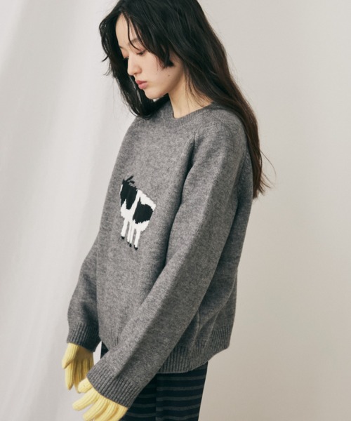 MERLOT(メルロー)の「アニマルジャガードニット(ニット/セーター・レディース・グレー/ブルー/レッド・FREE)」の9枚目の写真