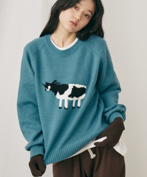 MERLOT(メルロー)の「アニマルジャガードニット(ニット/セーター・レディース・グレー/ブルー/レッド・FREE)」の20枚目の写真