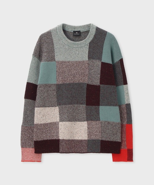 ブロークンチェック クルーネックニット / 252413 505Z（ニット