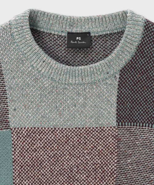 PS Paul Smith(ピーエスポールスミス)の「ブロークンチェック クルーネックニット / 252413 505Z(ニット/セーター・メンズ・ターコイズブルー/ネイビー・MEDIUM/LARGE/X-LARGE)」の3枚目の写真