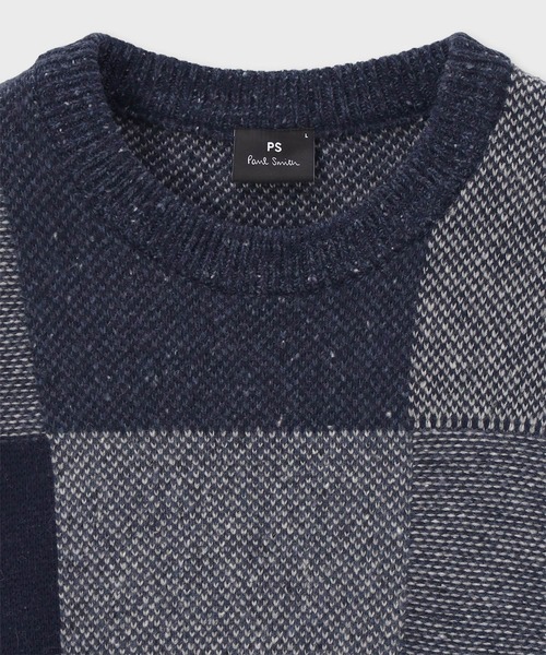 PS Paul Smith(ピーエスポールスミス)の「ブロークンチェック クルーネックニット / 252413 505Z(ニット/セーター・メンズ・ターコイズブルー/ネイビー・MEDIUM/LARGE/X-LARGE)」の6枚目の写真