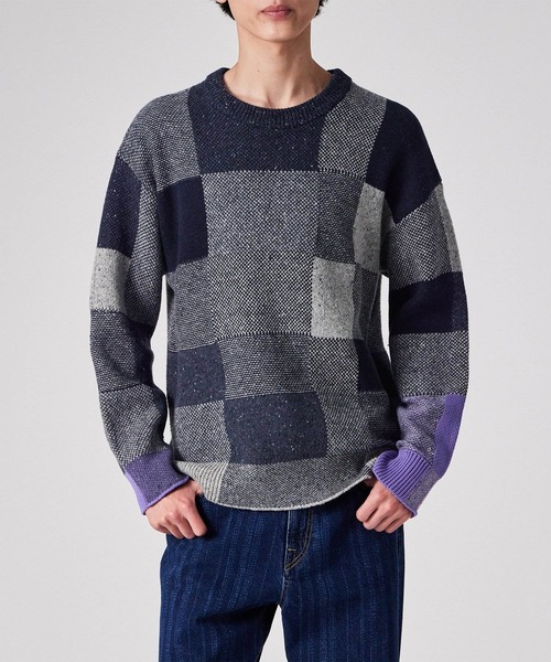 PS Paul Smith(ピーエスポールスミス)の「ブロークンチェック クルーネックニット / 252413 505Z(ニット/セーター・メンズ・ターコイズブルー/ネイビー・MEDIUM/LARGE/X-LARGE)」の14枚目の写真