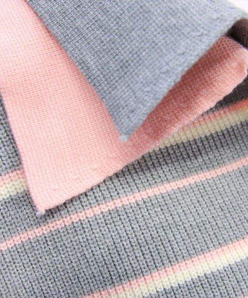 clear（クリア）の「レイヤード襟付きボーダーニットトップス［大人 カジュアル 着回し力抜群］≪AW新作≫（ニット/セーター・レディース・ブラウン/アイボリー/グレー・F）」の6枚目の写真