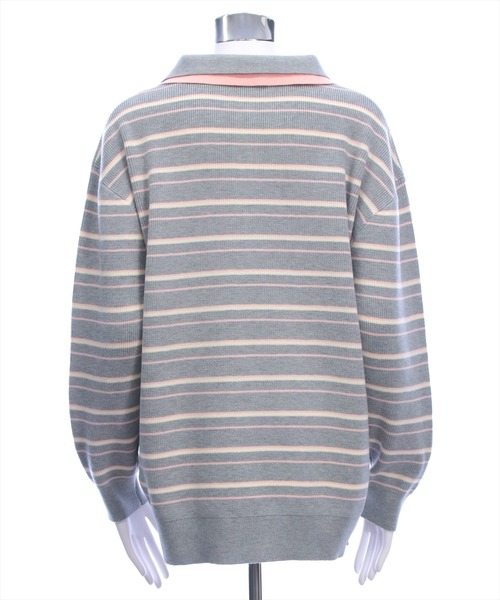 clear（クリア）の「レイヤード襟付きボーダーニットトップス［大人 カジュアル 着回し力抜群］≪AW新作≫（ニット/セーター・レディース・ブラウン/アイボリー/グレー・F）」の14枚目の写真