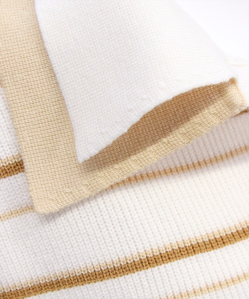 clear（クリア）の「レイヤード襟付きボーダーニットトップス［大人 カジュアル 着回し力抜群］≪AW新作≫（ニット/セーター・レディース・ブラウン/アイボリー/グレー・F）」の7枚目の写真