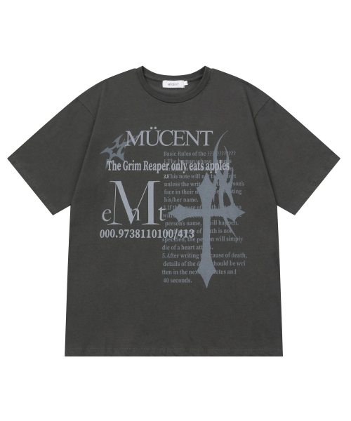 MUCENT(ムセント)の「グリムネル 十字架 半袖Tシャツ 男女共用(Tシャツ/カットソー・レディース・チャコール・MEDIUM/LARGE/SHORT)」の1枚目の写真