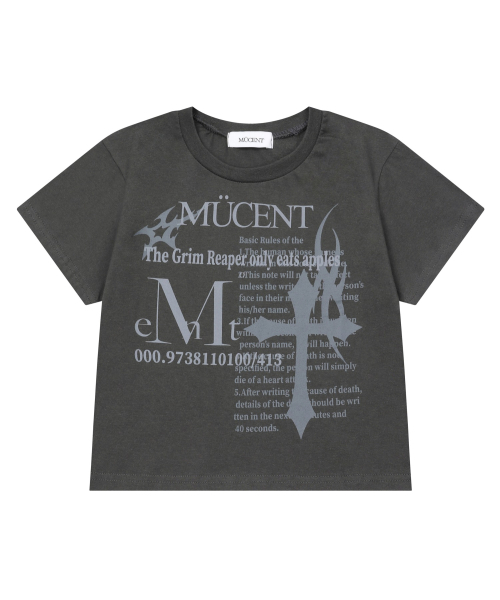 MUCENT(ムセント)の「グリムネル 十字架 半袖Tシャツ 男女共用(Tシャツ/カットソー・レディース・チャコール・MEDIUM/LARGE/SHORT)」の5枚目の写真