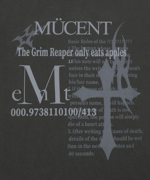 MUCENT(ムセント)の「グリムネル 十字架 半袖Tシャツ 男女共用(Tシャツ/カットソー・レディース・チャコール・MEDIUM/LARGE/SHORT)」の6枚目の写真