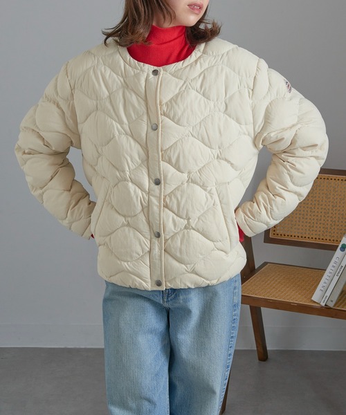 PYRENEX アイボリー ノーカラーダウンジャケット PYRENEX アイボリー ノーカラーダウンジャケット