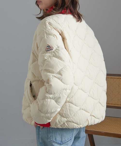 PYRENEX アイボリー ノーカラーダウンジャケット セール】【Pyrenex】NACRE ノーカラーキルティングダウンジャケット