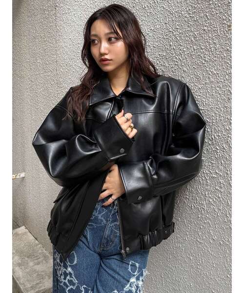 2WAYカラーフェイクレザーブルゾン（ブルゾン）｜MURUA（ムルーア）の