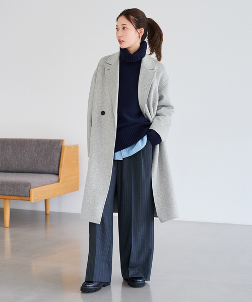 FRAMeWORK（フレームワーク）の「≪追加≫SUPER160'sダブルブレストコート 3（チェスターコート・レディース・ライトグレー/ブラウン・36/38）」の16枚目の写真