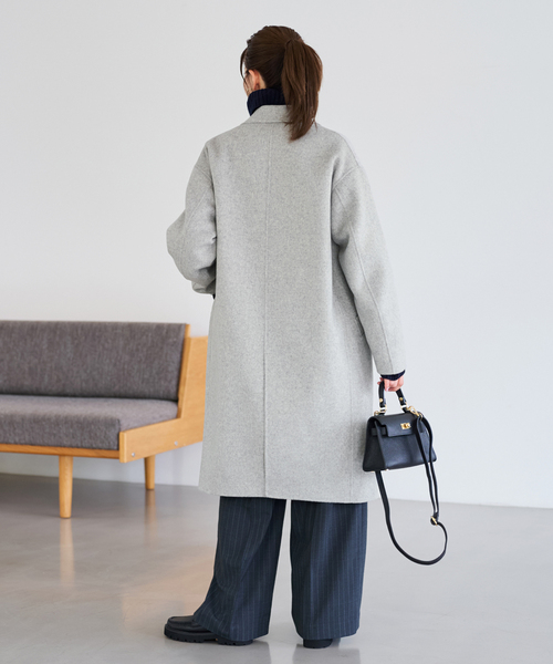 FRAMeWORK（フレームワーク）の「≪追加≫SUPER160'sダブルブレストコート 3（チェスターコート・レディース・ライトグレー/ブラウン・36/38）」の18枚目の写真