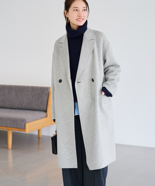 FRAMeWORK（フレームワーク）の「≪追加≫SUPER160'sダブルブレストコート 3（チェスターコート・レディース・ライトグレー/ブラウン・36/38）」の19枚目の写真