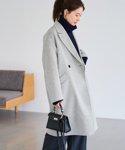 FRAMeWORK（フレームワーク）の「≪追加≫SUPER160'sダブルブレストコート 3（チェスターコート・レディース・ライトグレー/ブラウン・36/38）」の21枚目の写真