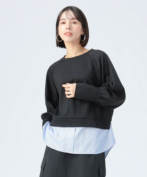 BEAMS HEART(ビームスハート)の「サカリバ × ストライプ フェイクレイヤー プルオーバー(Tシャツ/カットソー・レディース・オフホワイト/ブルー/ブラック/オリーブ・FREE)」の3枚目の写真