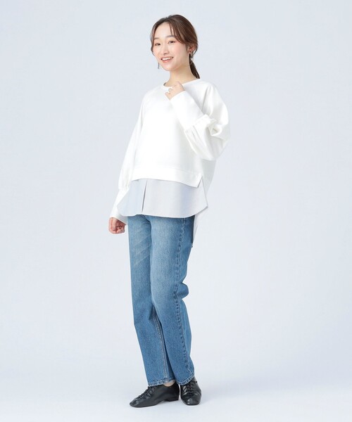 BEAMS HEART(ビームスハート)の「サカリバ × ストライプ フェイクレイヤー プルオーバー(Tシャツ/カットソー・レディース・オフホワイト/ブルー/ブラック/オリーブ・FREE)」の5枚目の写真