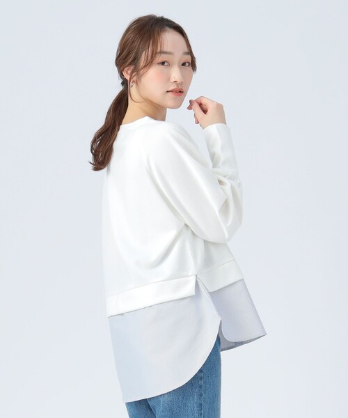 BEAMS HEART(ビームスハート)の「サカリバ × ストライプ フェイクレイヤー プルオーバー(Tシャツ/カットソー・レディース・オフホワイト/ブルー/ブラック/オリーブ・FREE)」の8枚目の写真