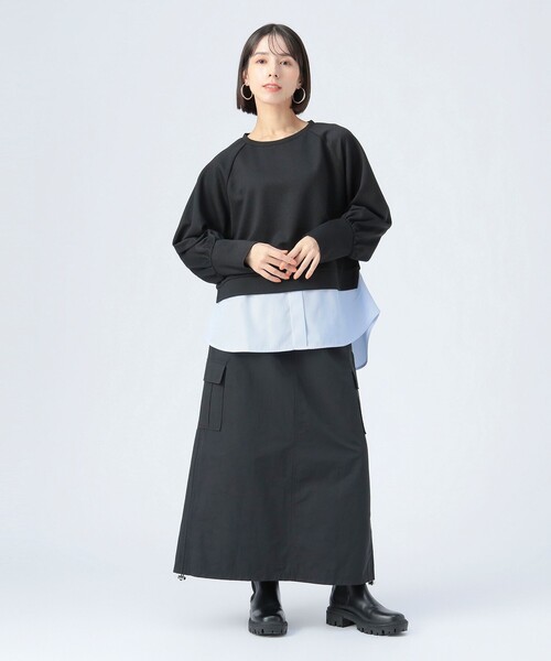 BEAMS HEART(ビームスハート)の「サカリバ × ストライプ フェイクレイヤー プルオーバー(Tシャツ/カットソー・レディース・オフホワイト/ブルー/ブラック/オリーブ・FREE)」の10枚目の写真