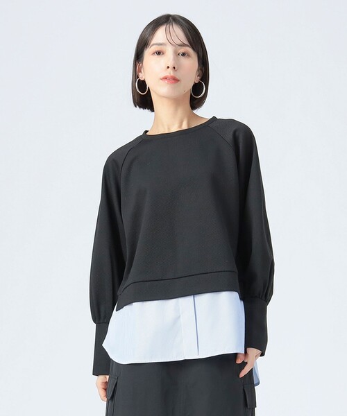 BEAMS HEART(ビームスハート)の「サカリバ × ストライプ フェイクレイヤー プルオーバー(Tシャツ/カットソー・レディース・オフホワイト/ブルー/ブラック/オリーブ・FREE)」の11枚目の写真