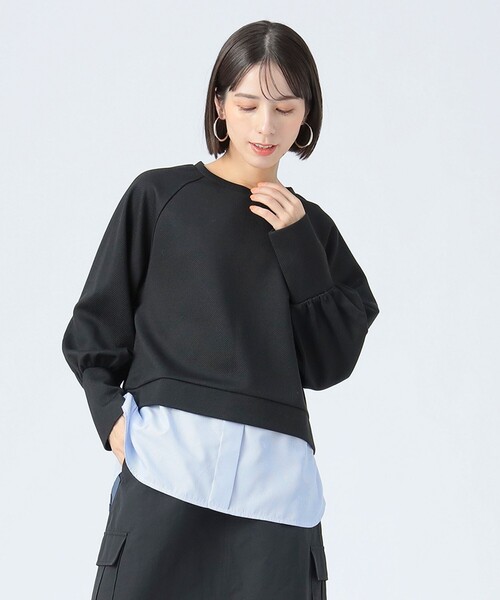 BEAMS HEART(ビームスハート)の「サカリバ × ストライプ フェイクレイヤー プルオーバー(Tシャツ/カットソー・レディース・オフホワイト/ブルー/ブラック/オリーブ・FREE)」の12枚目の写真