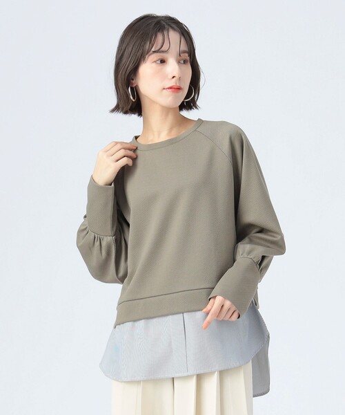 BEAMS HEART(ビームスハート)の「サカリバ × ストライプ フェイクレイヤー プルオーバー(Tシャツ/カットソー・レディース・オフホワイト/ブルー/ブラック/オリーブ・FREE)」の15枚目の写真