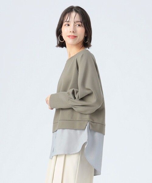 BEAMS HEART(ビームスハート)の「サカリバ × ストライプ フェイクレイヤー プルオーバー(Tシャツ/カットソー・レディース・オフホワイト/ブルー/ブラック/オリーブ・FREE)」の16枚目の写真