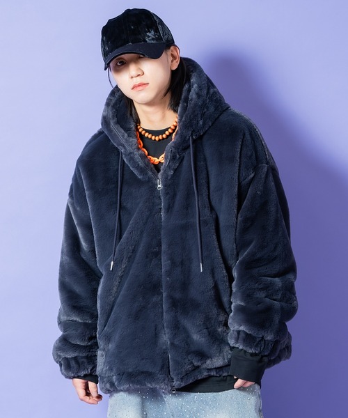 a.p.o.v.(エーピーオービー)の「a.p.o.v. 総ショートファーオーバーサイズフードブルゾンジャケット(ブルゾン・メンズ・ブラック/チャコール/モカ・ONESIZE)」の1枚目の写真
