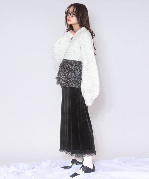 loin nuit(ロワンニュイ)の「loop knit polo / ループニットポロ(ニット/セーター・レディース・ベビーピンク/ホワイト/ネイビー・FREE)」の6枚目の写真