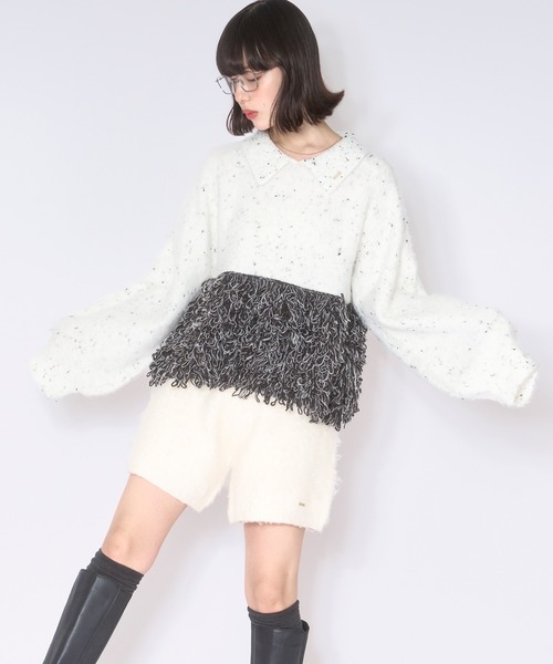 loin nuit(ロワンニュイ)の「loop knit polo / ループニットポロ(ニット/セーター・レディース・ベビーピンク/ホワイト/ネイビー・FREE)」の12枚目の写真