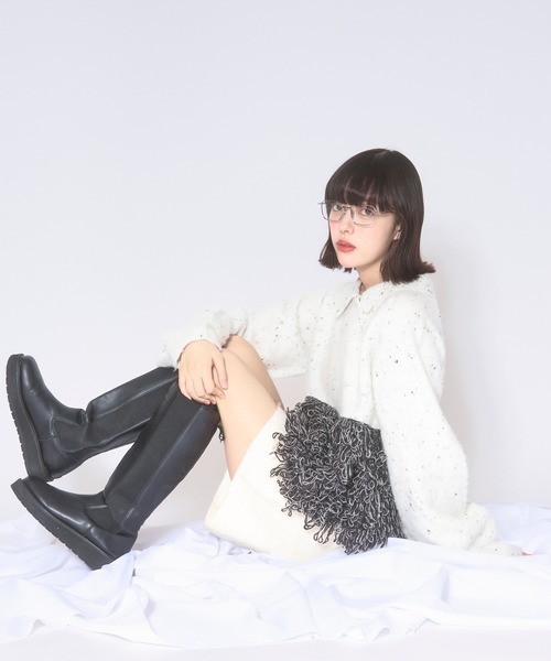loin nuit(ロワンニュイ)の「loop knit polo / ループニットポロ(ニット/セーター・レディース・ベビーピンク/ホワイト/ネイビー・FREE)」の20枚目の写真