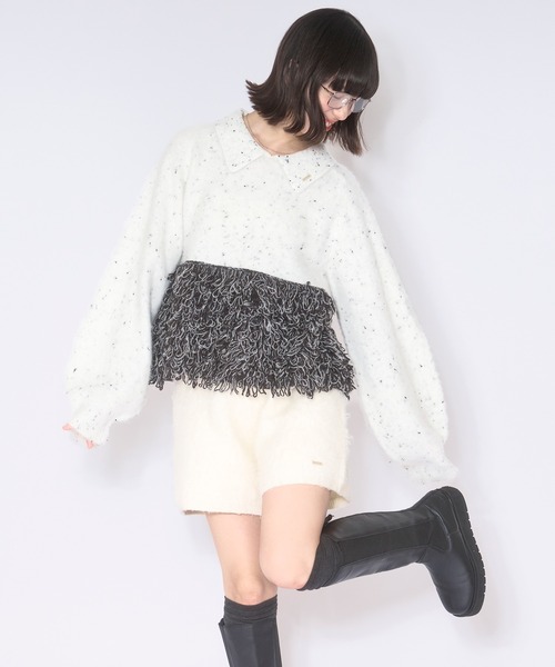 loin nuit(ロワンニュイ)の「loop knit polo / ループニットポロ(ニット/セーター・レディース・ベビーピンク/ホワイト/ネイビー・FREE)」の16枚目の写真