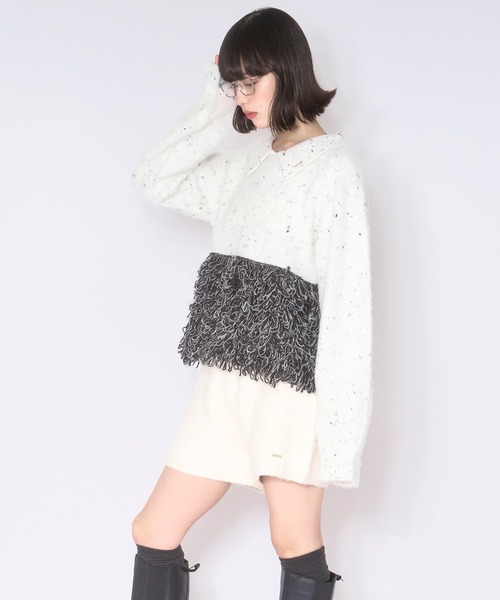 loin nuit(ロワンニュイ)の「loop knit polo / ループニットポロ(ニット/セーター・レディース・ベビーピンク/ホワイト/ネイビー・FREE)」の11枚目の写真
