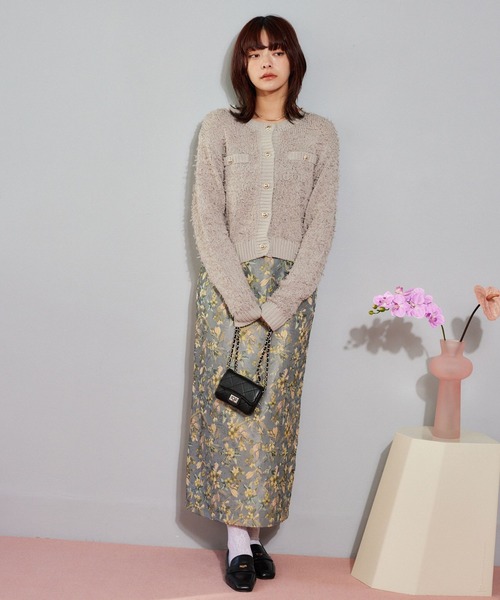 mysty woman(ミスティウーマン)の「チュールヤーンツイードジャケットカーデ 636343(カーディガン/ボレロ・レディース・オフホワイト/ブラック/グレイッシュベージュ・FREE)」の16枚目の写真